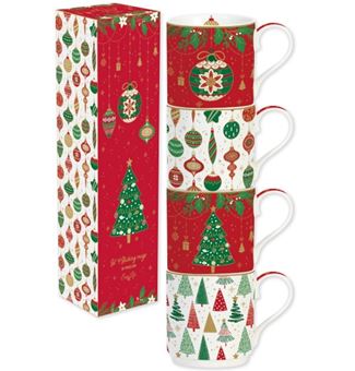 Picture of CHRISTMAS SET OF 4 MUGS STACKABLE.